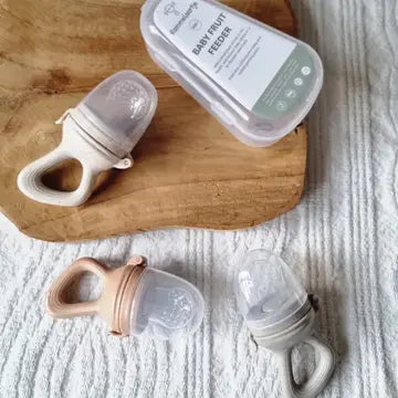 Vaisių ir maisto žindukas – smėlio spalvos su taškeliais