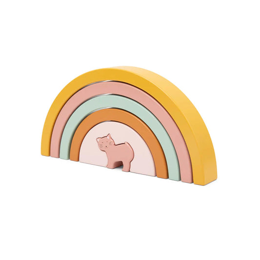 Medinė vaivorykštės dėlionė „Smalsioji Katė“