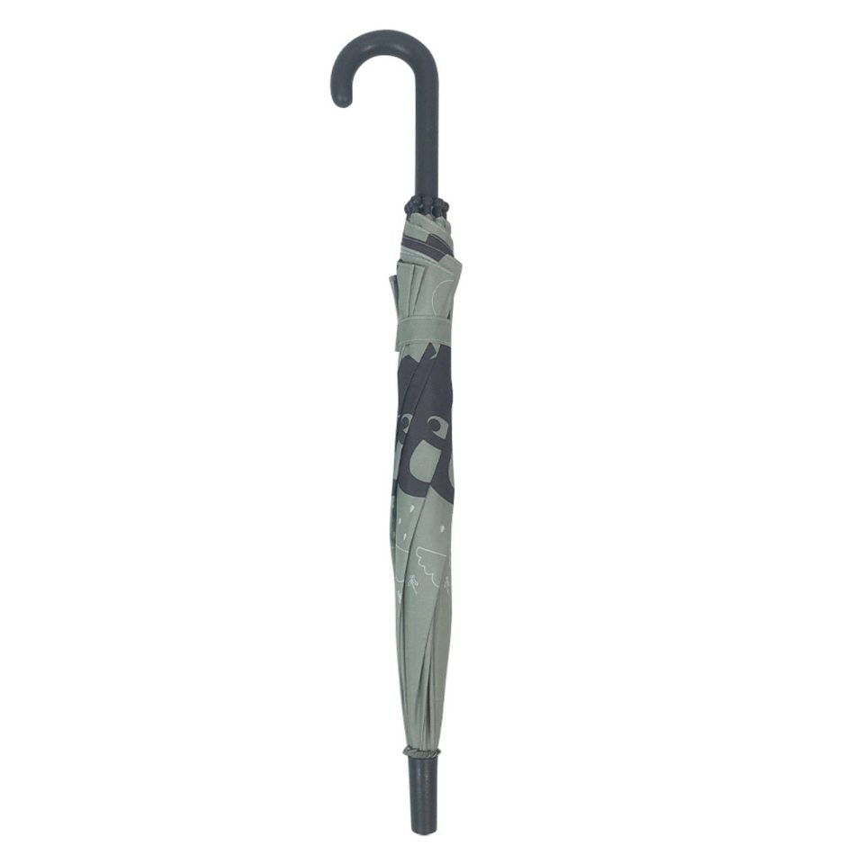 Kupolo formos vaikiškas skėtis su drambliais - žalias