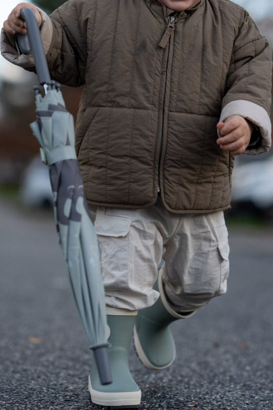 Kupolo formos vaikiškas skėtis su drambliais - mėlynas