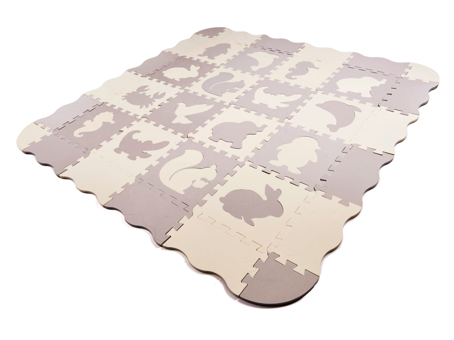 Putplasčio dėlionės kilimėlis „Gyvūnėliai“ 36 dalių, 150 × 150 cm