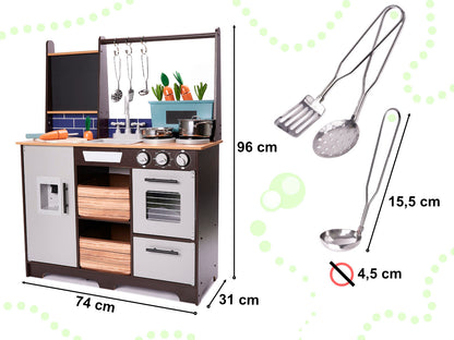 Medinė vaikiška virtuvėlė iš MDF su priedais, 96 cm