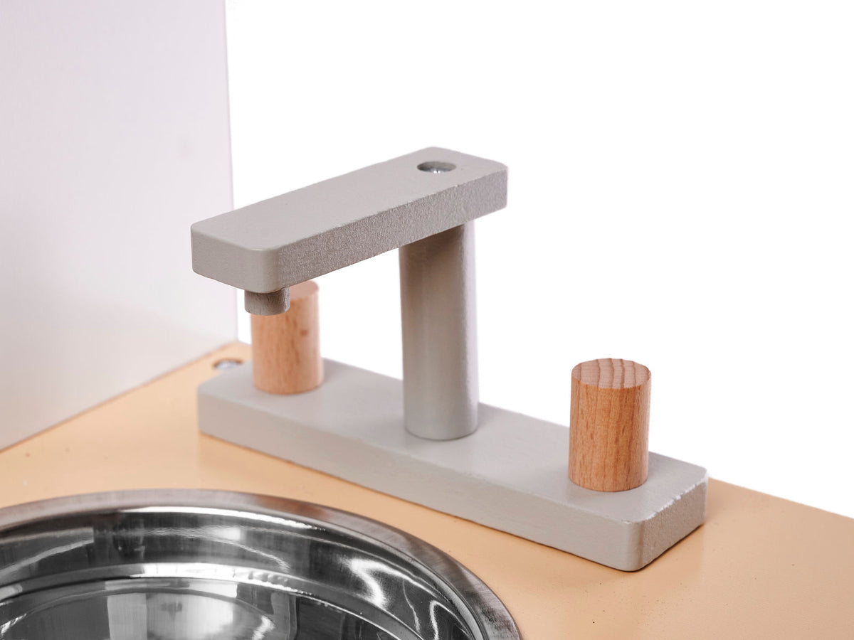 Medinė vaikiška virtuvėlė iš MDF su priedais 82 cm, pilka