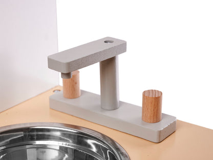 Medinė vaikiška virtuvėlė iš MDF su priedais 82 cm, pilka