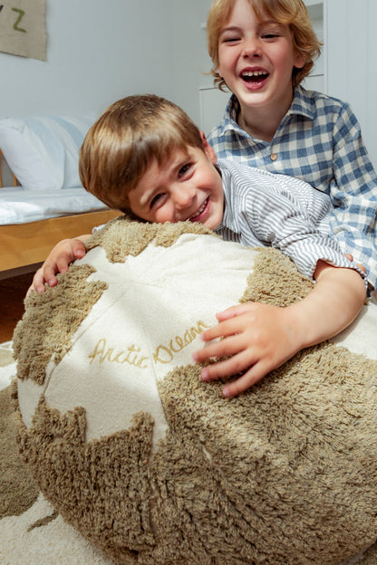 Pasaulio žemėlapio pufas „Rugcycled"