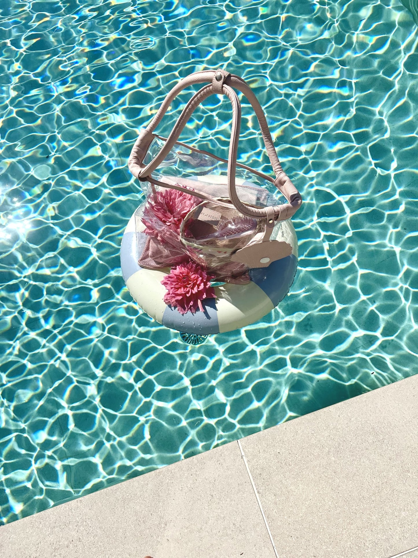 Rožinis mamos paplūdimio krepšys