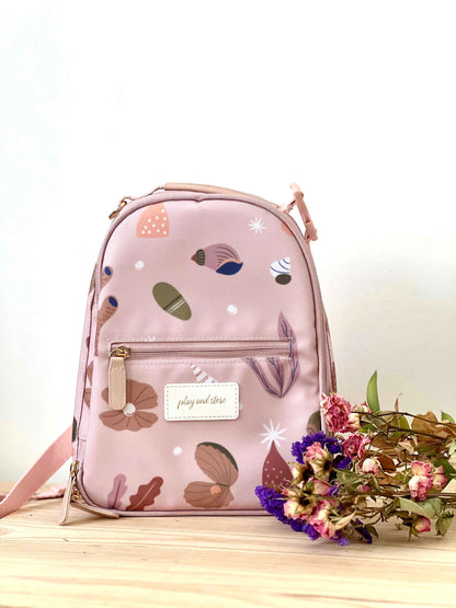 Rožinė keliautojų pietų kuprinė