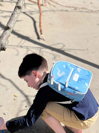 Mėlyna keliautojų pietų kuprinė