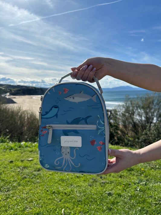 Mėlyna keliautojų pietų kuprinė