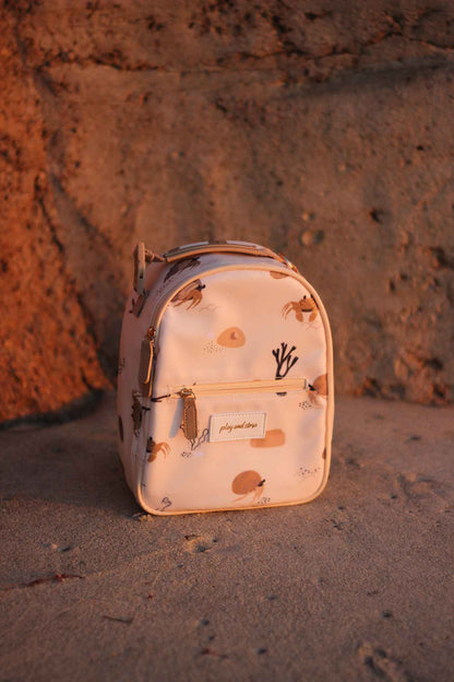 Smėlio spalvos keliautojų pietų kuprinė