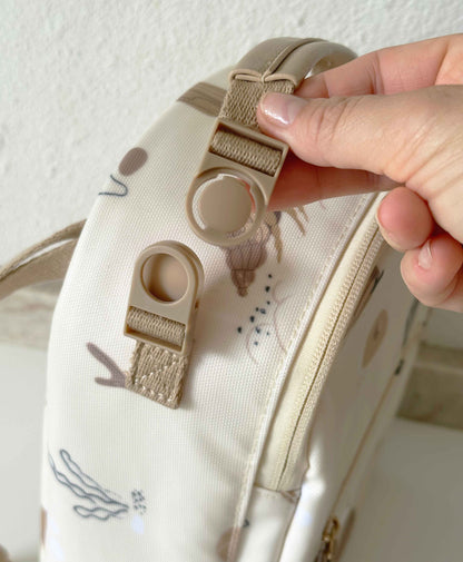 Smėlio spalvos keliautojų pietų kuprinė