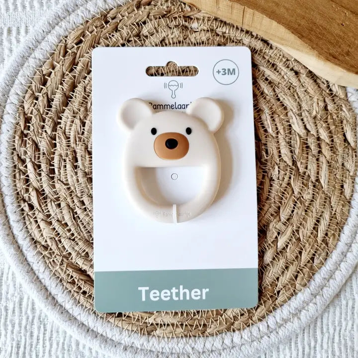 Smėlio spalvos silikoninis kramtukas „meškutis“