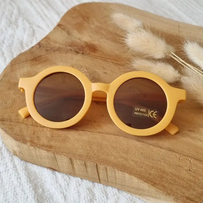 Vaikiški apvalūs UV400 saulės akiniai – geltonos spalvos