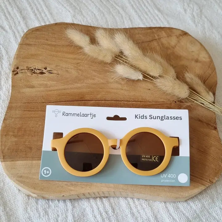 Vaikiški apvalūs UV400 saulės akiniai – geltonos spalvos