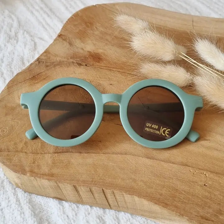 Vaikiški apvalūs UV400 saulės akiniai – šalavijo spalvos