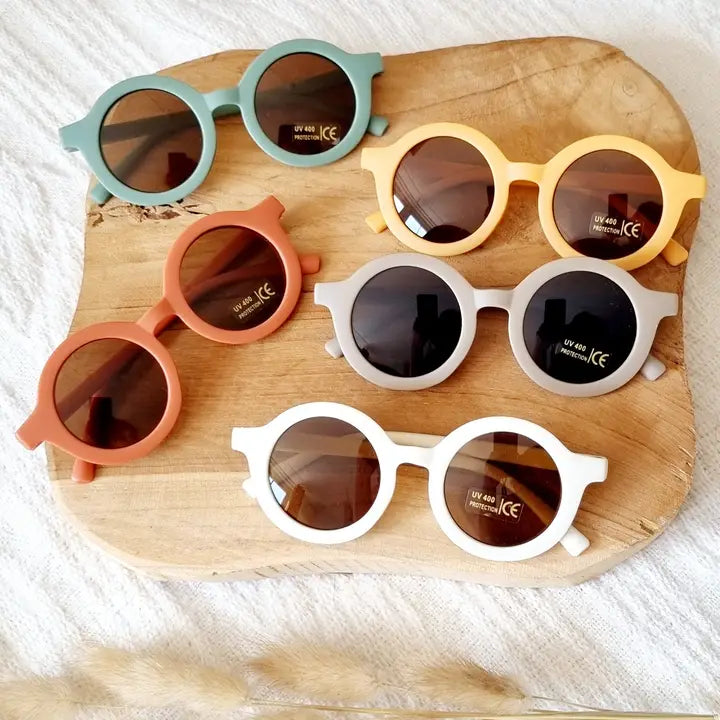 Vaikiški apvalūs UV400 saulės akiniai – šalavijo spalvos