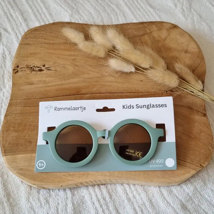 Vaikiški apvalūs UV400 saulės akiniai – šalavijo spalvos