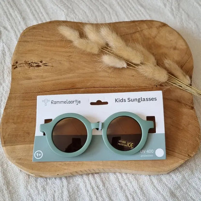 Vaikiški apvalūs UV400 saulės akiniai – šalavijo spalvos