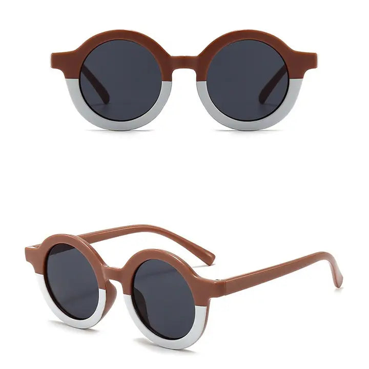 Vaikiški saulės akiniai su UV400 apsauga, dryžuoti – baltos / rudos spalvos
