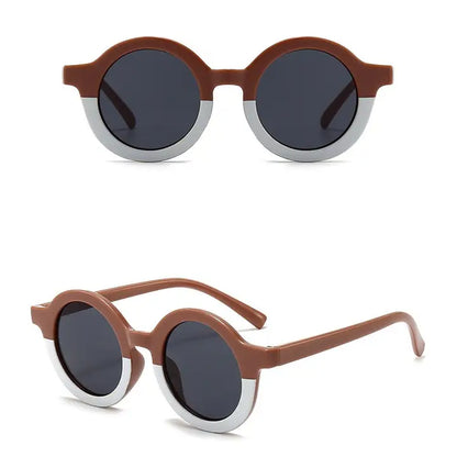 Vaikiški saulės akiniai su UV400 apsauga, dryžuoti – baltos / rudos spalvos