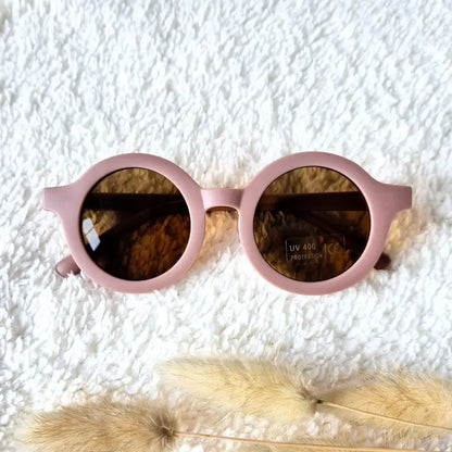 Vaikiški apvalūs saulės akiniai su UV400 apsauga – rožinės spalvos
