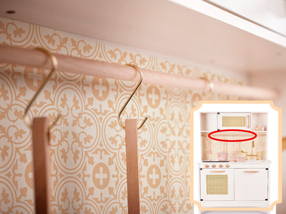 Medinė vaikiška virtuvėlė iš MDF su priedais, retro stiliaus, 100 cm