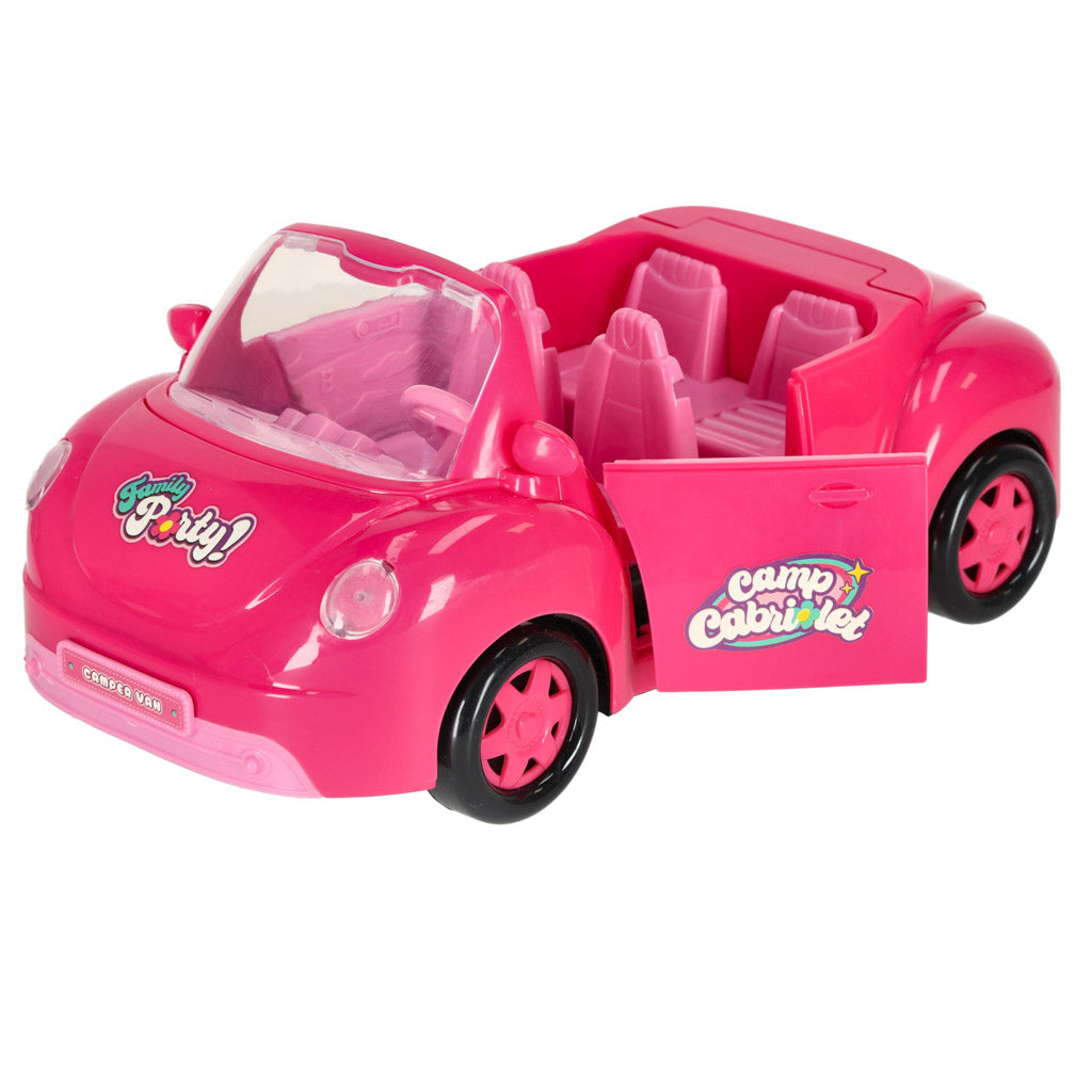 LĖLIŲ AUTOMOBILIS KABRIOLETAS PIKNIKO RINKINYS PUPPY PINK 4 EL.