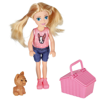 LĖLIŲ AUTOMOBILIS KABRIOLETAS PIKNIKO RINKINYS PUPPY PINK 4 EL.