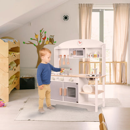 Medinė vaikiška virtuvėlė iš MDF su priedais 82 cm, pilka