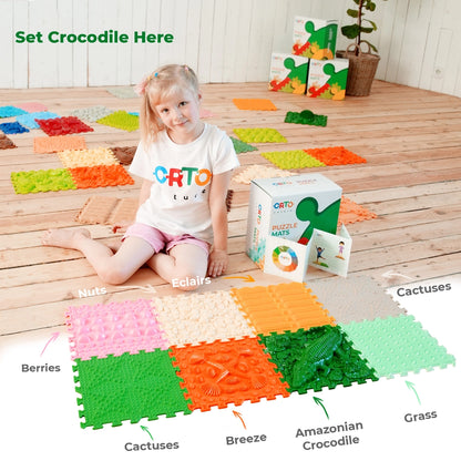 Sensorinis kilimėlis – rinkinys „Krokodilas čia“